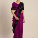 Party wear Saree Dark Purple Black Lace Saree INFSH-YPPWR-109