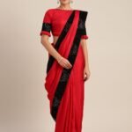 Party wear Saree Red Purple Black Lace Saree INFSH-YPPWR-110
