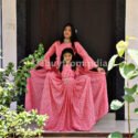 Mother Daughter Matching Dress Peach Pink Mom Daughter Dress Online IBF-JSMD-130