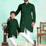 Father and Son Matching Dress Online Family Dress Dark Green RDKS-FSMD-240