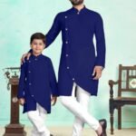 Father and Son Matching Dress Online Family Dress Navy Blue RDKS-FSMD-242