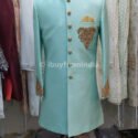 Men Wedding Dress Sherwani for Men Wedding Light Green SHR-KLQ-1237 Men Reception Dress