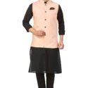 Modi Jacket for Men Customized Kurta Pajama with Jacket Black Peach KLP-MDJT-54-54005