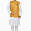 Modi Jacket for Men Customized Kurta Pajama with Jacket White Caramel KLP-MDJT-54-54015
