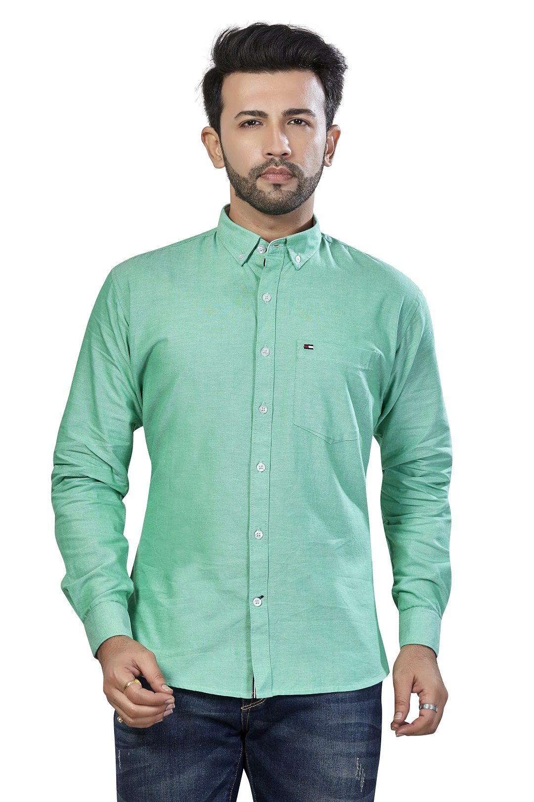 Men Cotton Shirts Green Men Formal Shirts Online KLP-SRT-1419-15