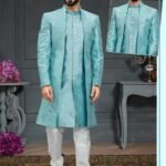 Indo Western Dress For Men Light Bluish Green RKL-RBZ-22-2205 Men Reception Dress