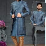 Indo Western Dress For Men Light Steel Blue RKL-RBZ-22-2213 Men Reception Dress