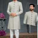 Indo Western Dress For Men Grey RKL-RBZ-22-2217 Men Reception Dress