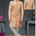 Indo Western Dress For Men Peach RKL-RBZ-22-2221 Men Reception Dress