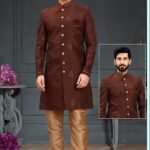 Indo Western Dress For Men Dark Brown RKL-RBZ-22-2228 Men Reception Dress
