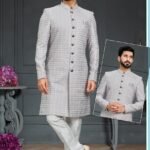 Indo Western Dress For Men Silver RKL-RBZ-22-2232 Men Reception Dress