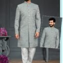 Indo Western Dress For Men Grey RKL-RBZ-22-2235 Men Reception Dress