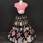 Crop Top Lehenga for Women Black Pink Fully Stitched Crop Top Lehenga RKL-CLH-4503-155018