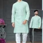 Men Kurta Pajama Light Green Plus Size Dresses for Men Customized RKL-RBZ-V24-2401