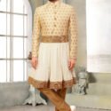 Indo Western Dress For Men Cream Gold RKL-4456-154721 Men Reception Dress