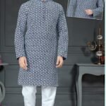Men Kurta Pajama Navy Blue Plus Size Dresses for Men Customized RKL-RBZ-V24-2402