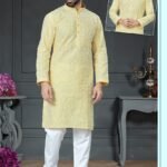 Men Kurta Pajama Yellow Plus Size Dresses for Men Customized RKL-RBZ-V24-2407