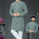 Men Kurta Pajama Grey Green Plus Size Dresses for Men Customized RKL-RBZ-V24-2408