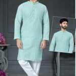 Men Kurta Pajama Stone Blue Plus Size Dresses for Men Customized RKL-RBZ-V24-2410
