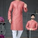 Men Kurta Pajama Peach Pink Plus Size Dresses for Men Customized RKL-RBZ-V24-2414