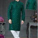Men Kurta Pajama Dark Green Plus Size Dresses for Men Customized RKL-RBZ-V24-2415