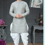 Men Kurta Pajama Gray Plus Size Dresses for Men Customized RKL-RBZ-V24-2428