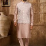 Modi Jacket for Men Kurta Pajama Jacket Set Dusty Pink Customized Plus Size Dress for Men RKL-MD-4606-155892