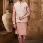 Modi Jacket for Men Kurta Pajama Jacket Set Dusty Pink Customized Plus Size Dress for Men RKL-MD-4606-155900