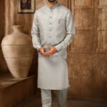Modi Jacket for Men Kurta Pajama Jacket Set Grey Customized Plus Size Dress for Men RKL-MD-4607-155953