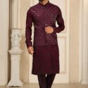 Modi Jacket for Men Kurta Pajama Jacket Set Wine Customized Plus Size Dress for Men RKL-MD-4607-155960