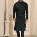 Modi Jacket for Men Kurta Pajama Jacket Set Beetle Green Customized Plus Size Dress for Men RKL-MD-4607-155961