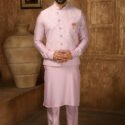 Modi Jacket for Men Kurta Pajama Jacket Set Pink Customized Plus Size Dress for Men RKL-MD-4607-155964