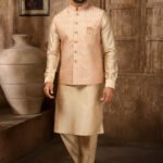 Modi Jacket for Men Kurta Pajama Jacket Set Beige Customized Plus Size Dress for Men RKL-MD-4607-155967