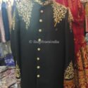 Sherwani for Men Wedding Black Wedding Sherwani SHR-KLQ-1261 Men Reception Dress