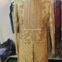 Sherwani for Men Wedding Gold Wedding Sherwani SHR-KLQ-1262 Men Reception Dress