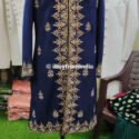 Sherwani for Men Wedding Navy Blue Wedding Sherwani SHR-KLQ-1276 Men Reception Dress