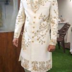 Sherwani for Men Wedding White Wedding Sherwani SHR-KLQ-1280 Men Reception Dress
