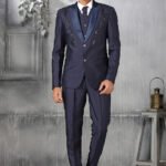 Blazer for Men Wedding Online Dark Blue White Men 5 Piece Blazer Suit for Wedding RKL-BLZ-4415-154357