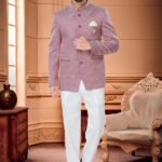 Jodhpuri Suit For Men Wedding RKL-JPST-4922-597 Silver Pink White Men Reception Dress