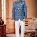 Jodhpuri Suit For Men Wedding RKL-JPST-4922-599 Blue White Men Reception Dress