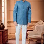 Jodhpuri Suit For Men Wedding RKL-JPST-4922-601 Bluish Green White Men Reception Dress
