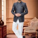 Jodhpuri Suit For Men Wedding RKL-JPST-4922-606 Grey White Men Reception Dress