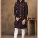Indo Western Dress For Men Brown White RKL-2434-139120 Men Reception Dress