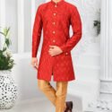 Indo Western Dress For Men Red Gold RKL-4902-158441 Men Reception Dress