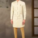 Indo Western Dress For Men cream Gold RKL-4902-158468 Men Reception Dress