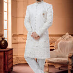 Indo Western Dress For Men White RKL-4921-158583 Men Reception Dress