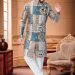 Indo Western Dress For Men Multicolor White RKL-IW-4923-158625 Men Reception Dress