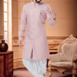 Indo Western Dress For Men Pink White RKL-IW-4923-158630 Men Reception Dress