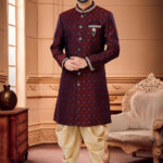 Indo Western Dress For Men Maroon Gold RKL-IW-4923-158632 Men Reception Dress