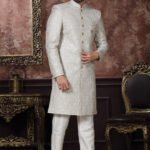 Indo Western Dress For Men White RKL-IW-4981-159012 Men Reception Dress
